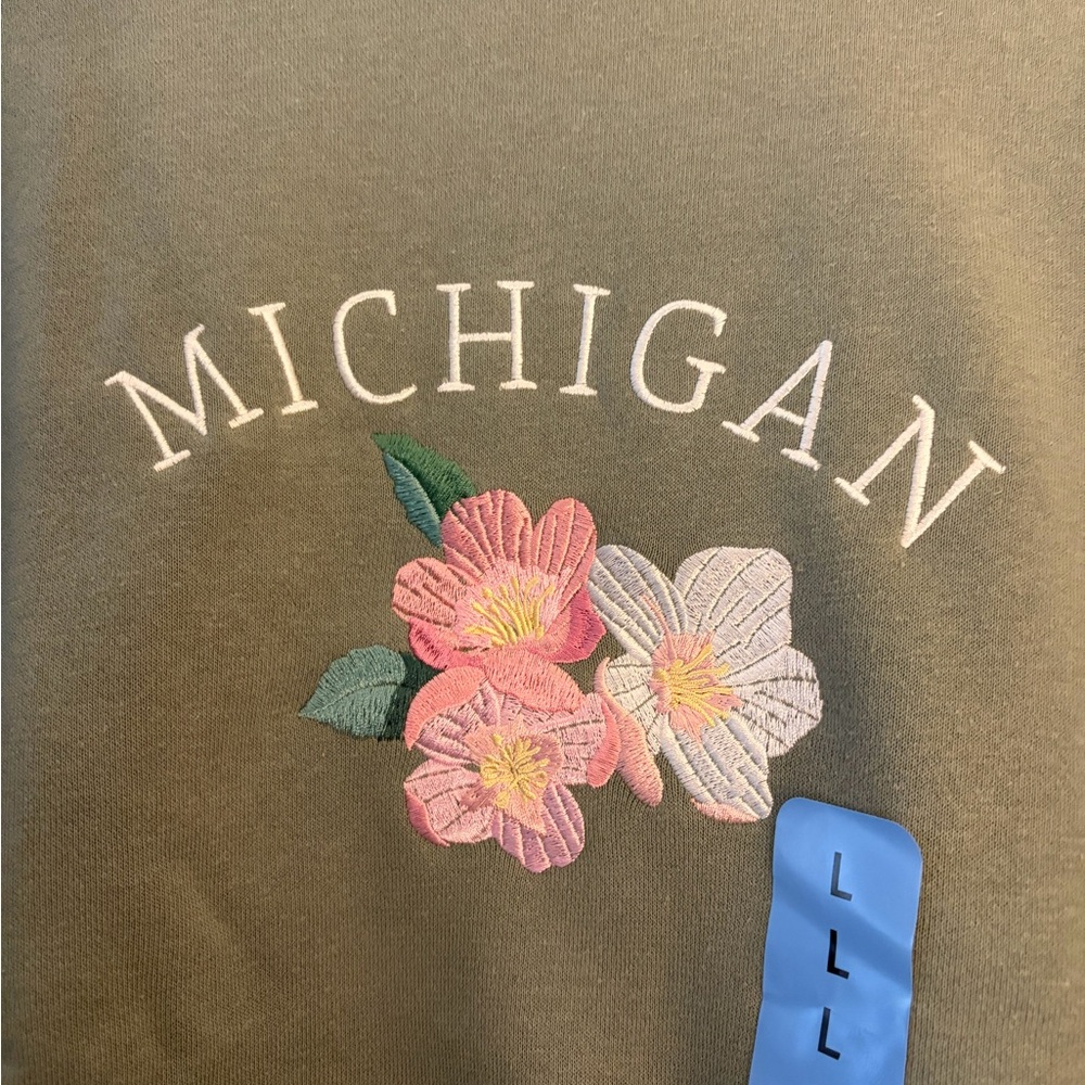 State of Mind Green Floral Crew Neck Sweatshirt - Picture 2 of 3
